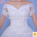 Сучжоу Лучшие Продажи V-Обратно-Плеча Белый Бальное Платье Свадебное Платье 2017